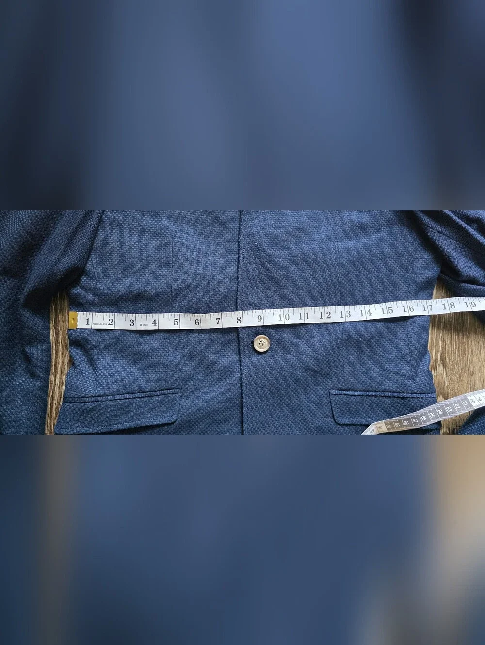 Navy Textured Men's Blazer Saul E. Mendez Size S
